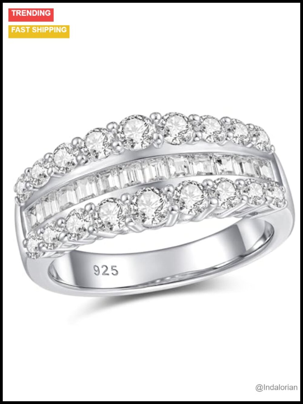 Moissanite Eternity Band 925 Sterling Silver
